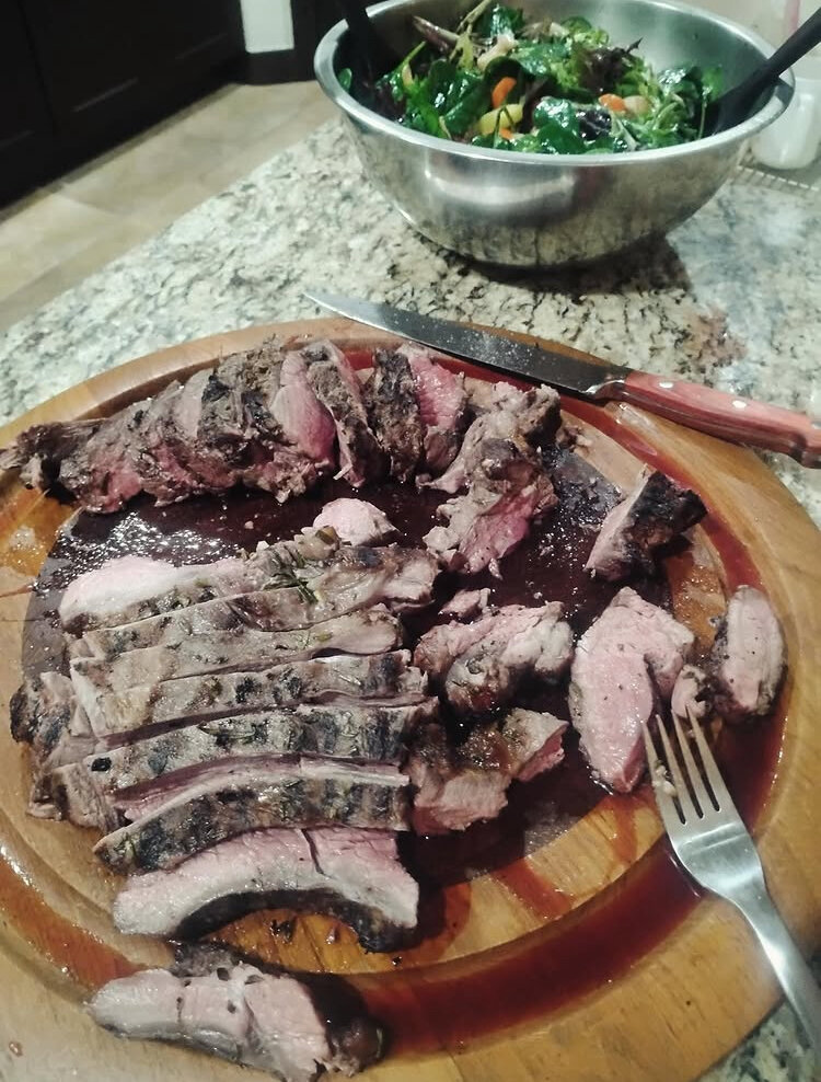 Grilled 2B Ranch lamb, sliced and plated